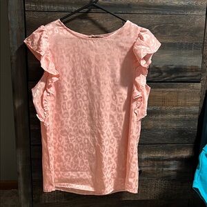 SHEIN Coral Animal Print Ruffle Blouse